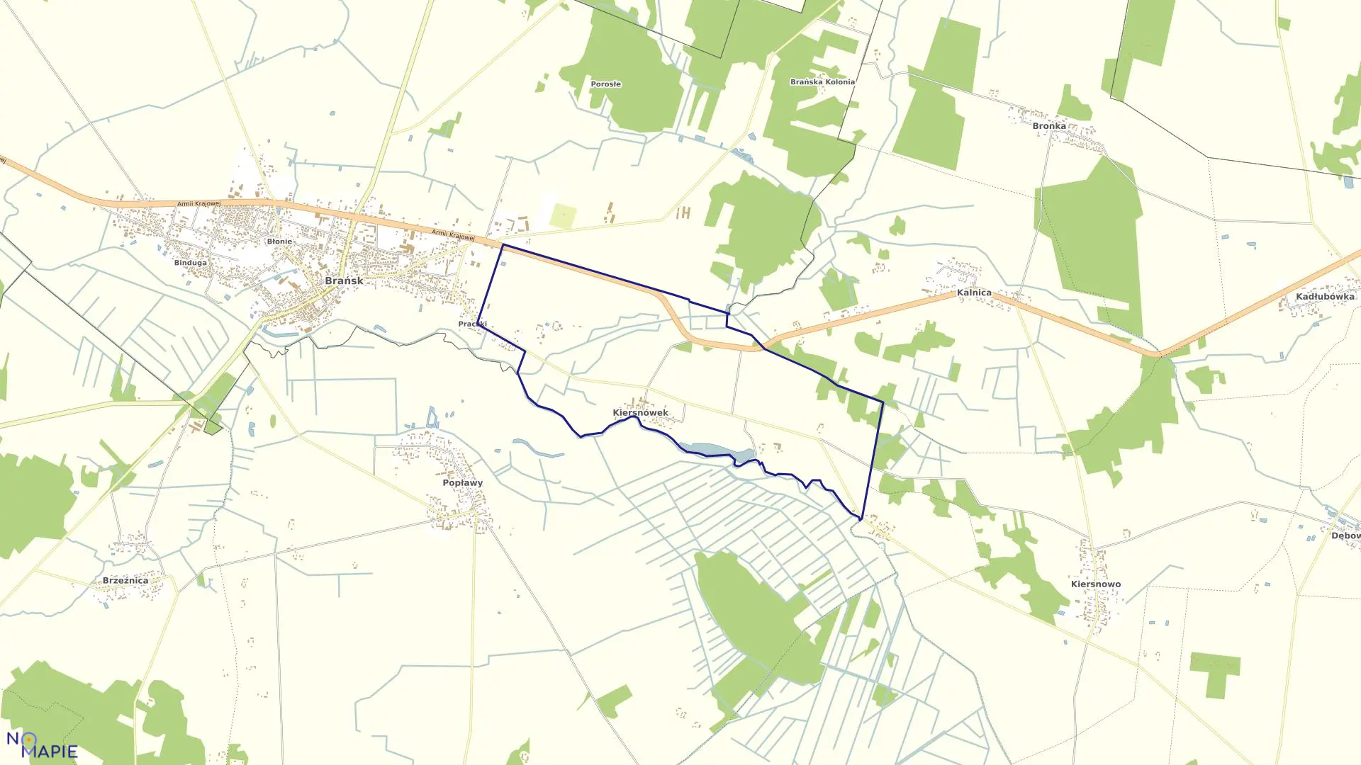 Mapa obrębu KIERSNÓWEK w gminie Brańsk