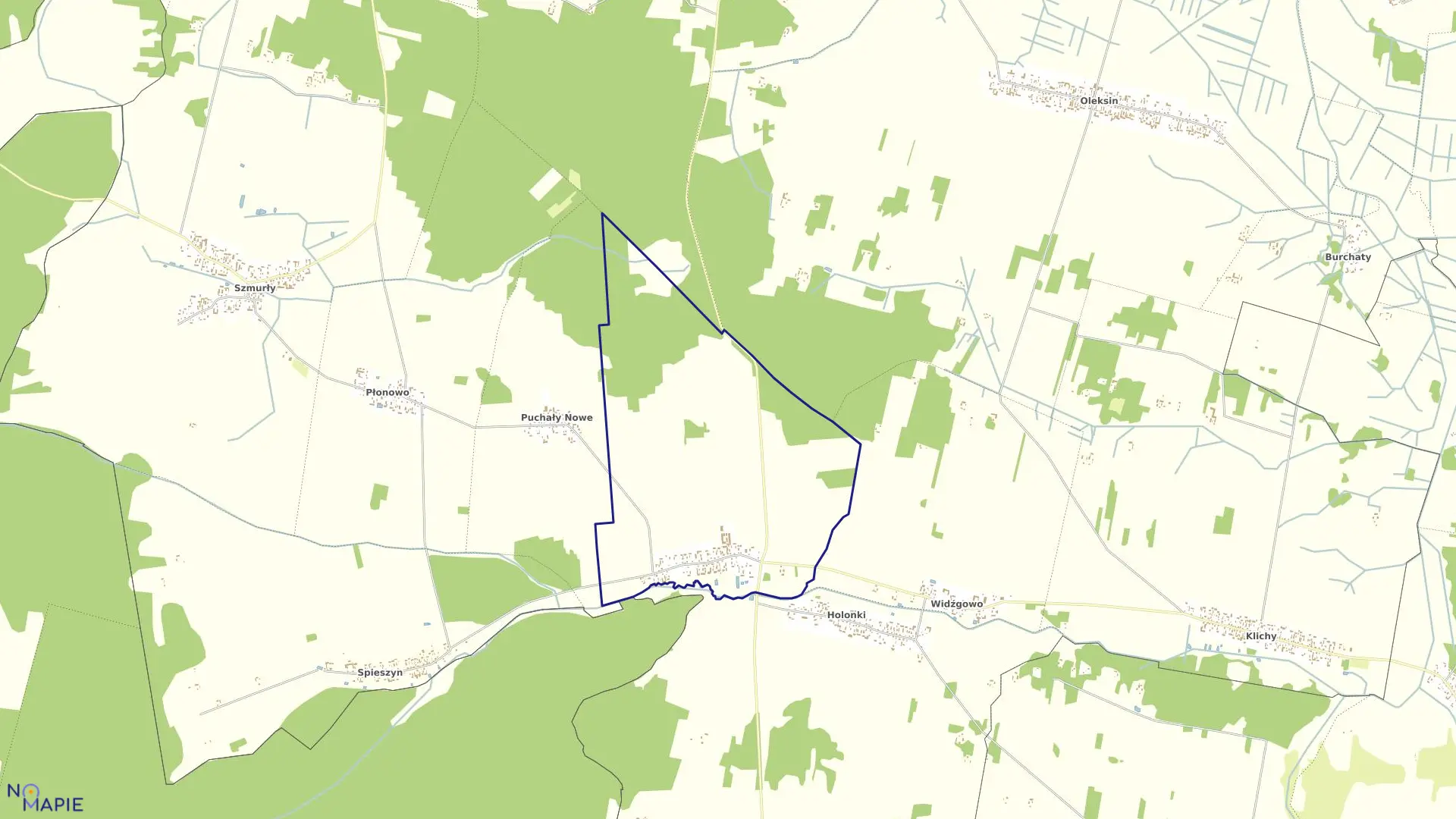 Mapa obrębu PUCHAŁY STARE w gminie Brańsk